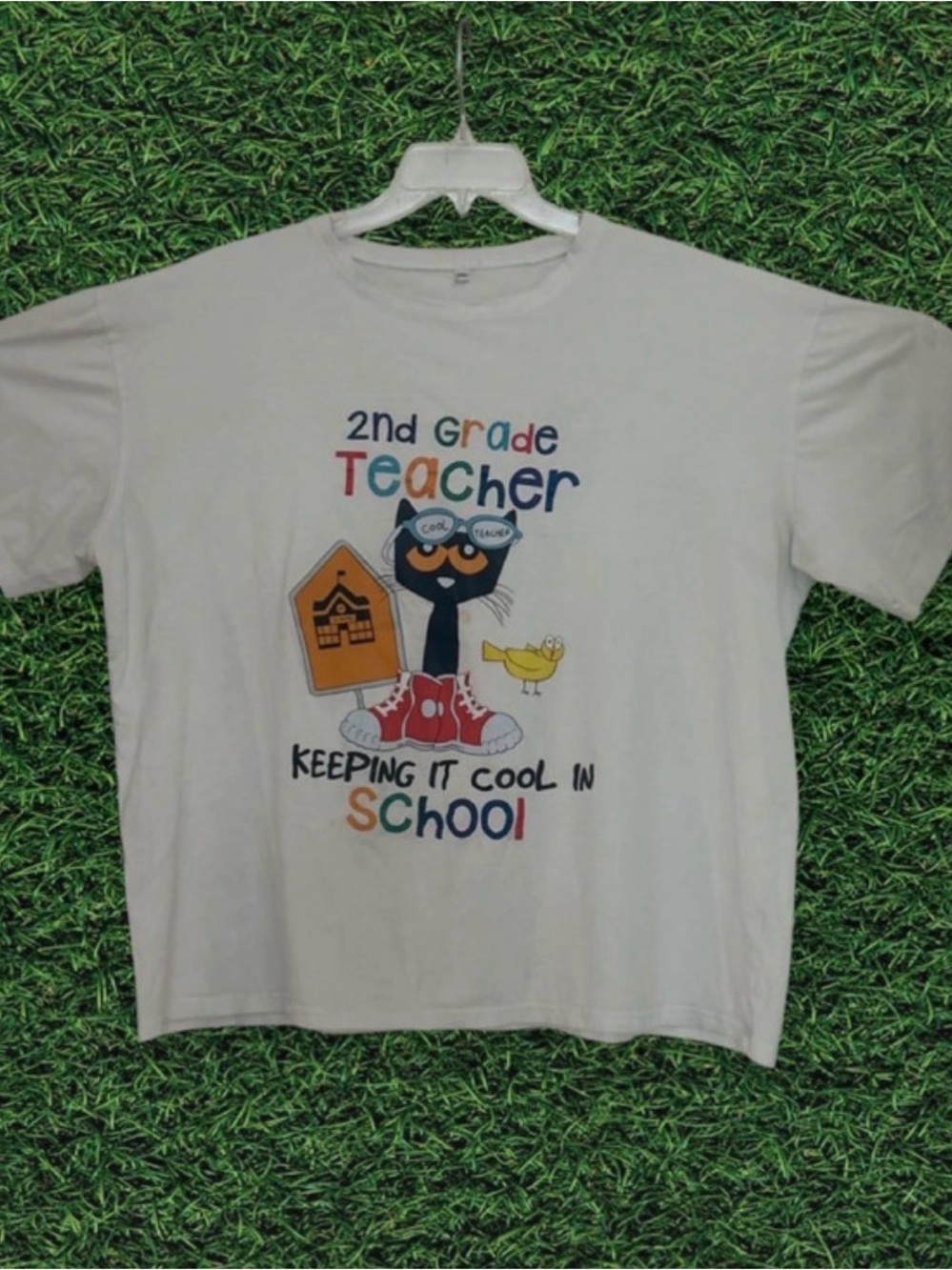 2nd Grade Teacher "Keeping It Cool in School" White Graphic Tee